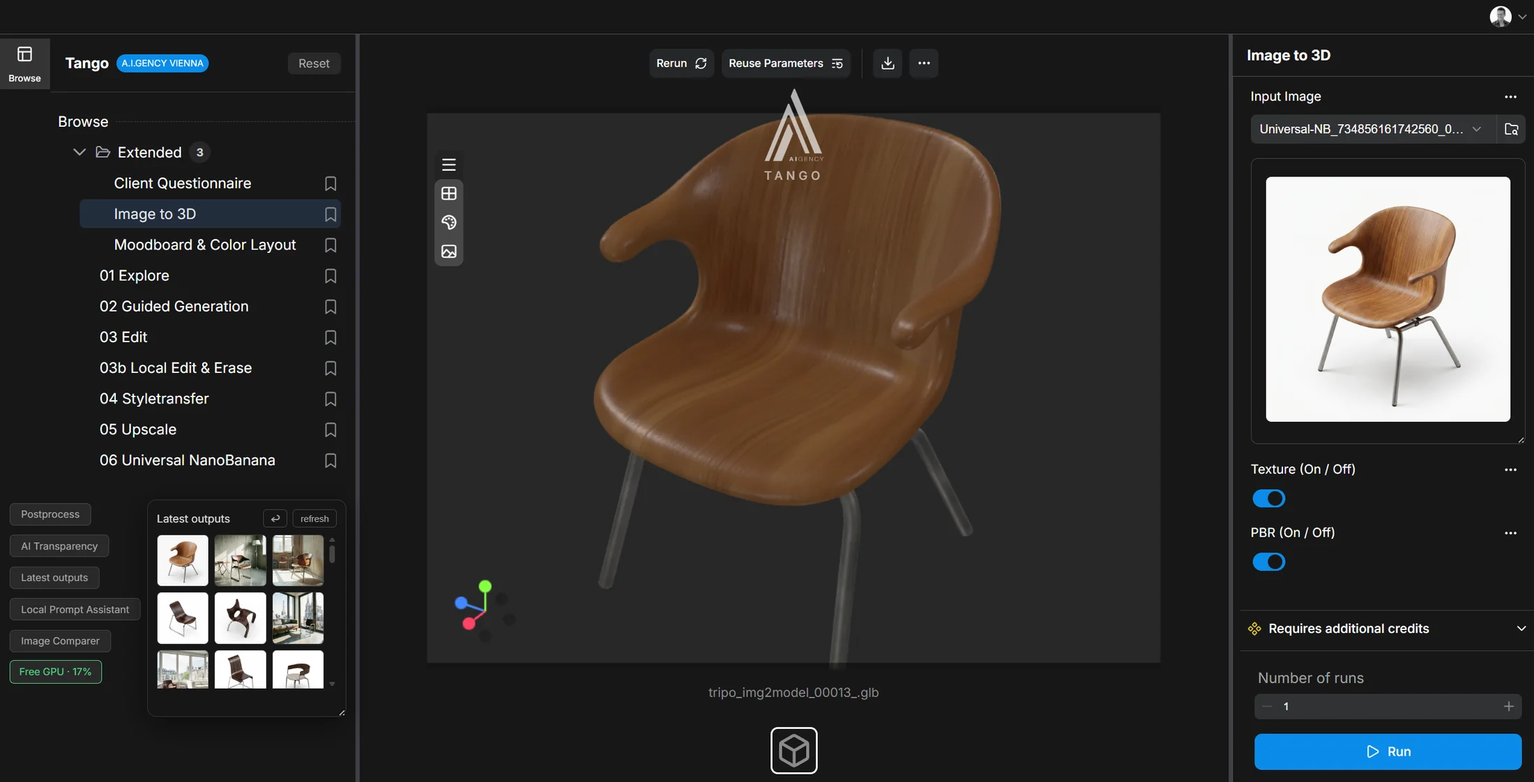 Image to 3D: the chair as a textured 3D model