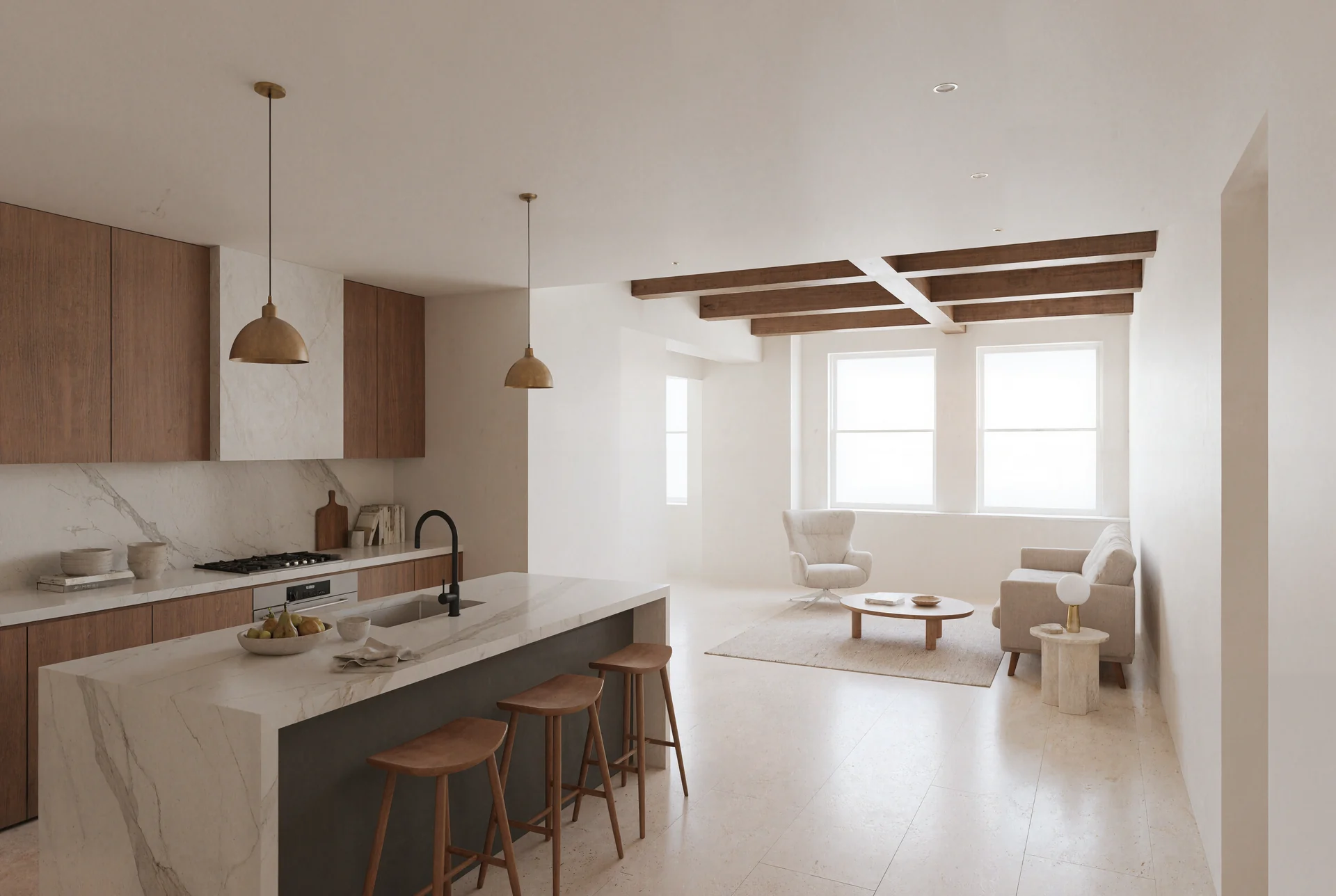 The same room with a walnut and white marble reference