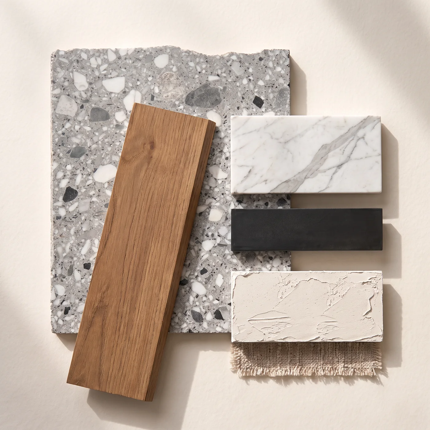 The moodboard rearranged on the layout drawing