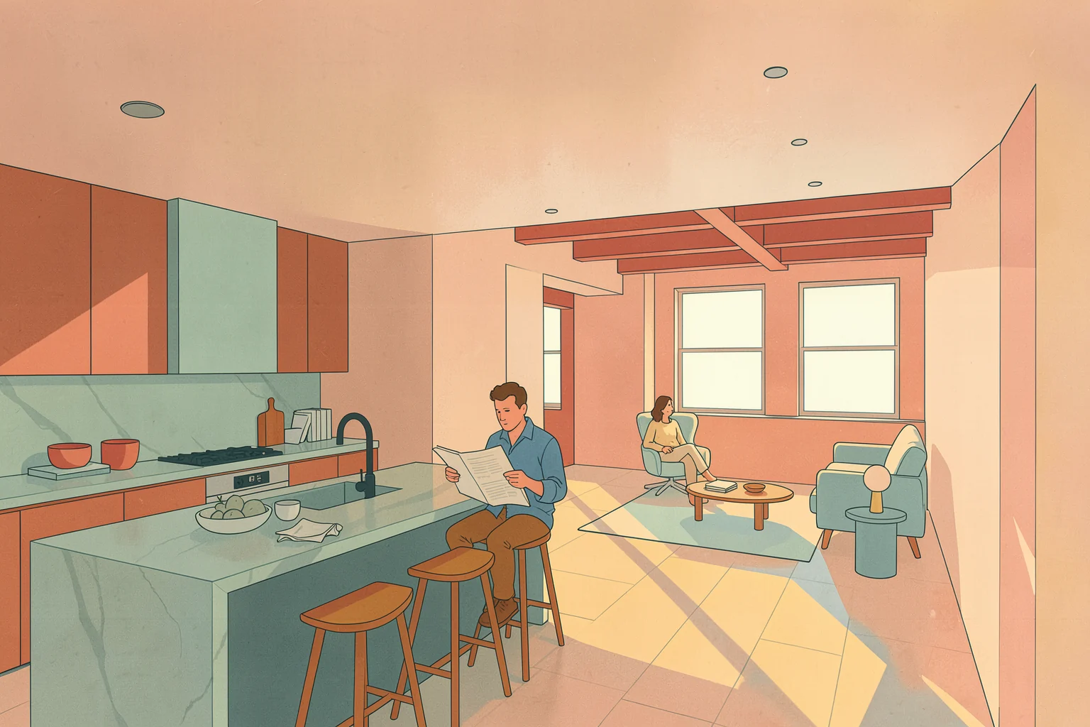 The same room as a flat illustration